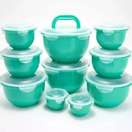 LocknLock 10-Pc Nestable Colored Body Tulip Bowls w/ (2) Handle Lids
