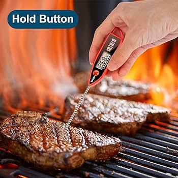 Alpha Grillers Instant Read Meat Thermometer for Cooking and BBQ Griddle - Waterproof w/Backlight & Calibration for Food, Oven, Air Fryer Accessories