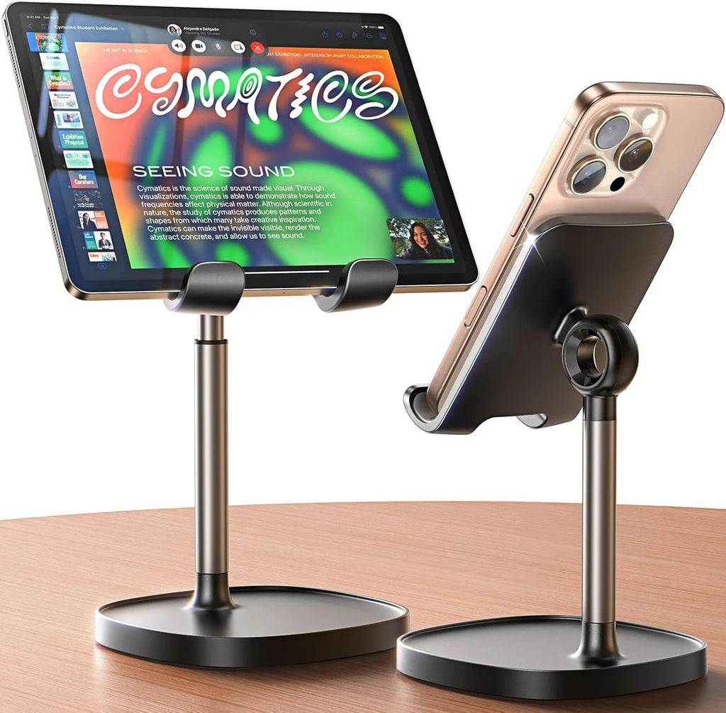 LISEN Adjustable Cell Phone & Tablet Stand – Desk Phone Holder, Office & Gaming Accessory, Fits iPhone, iPad, Switch, Kindle, 4–10" Devices