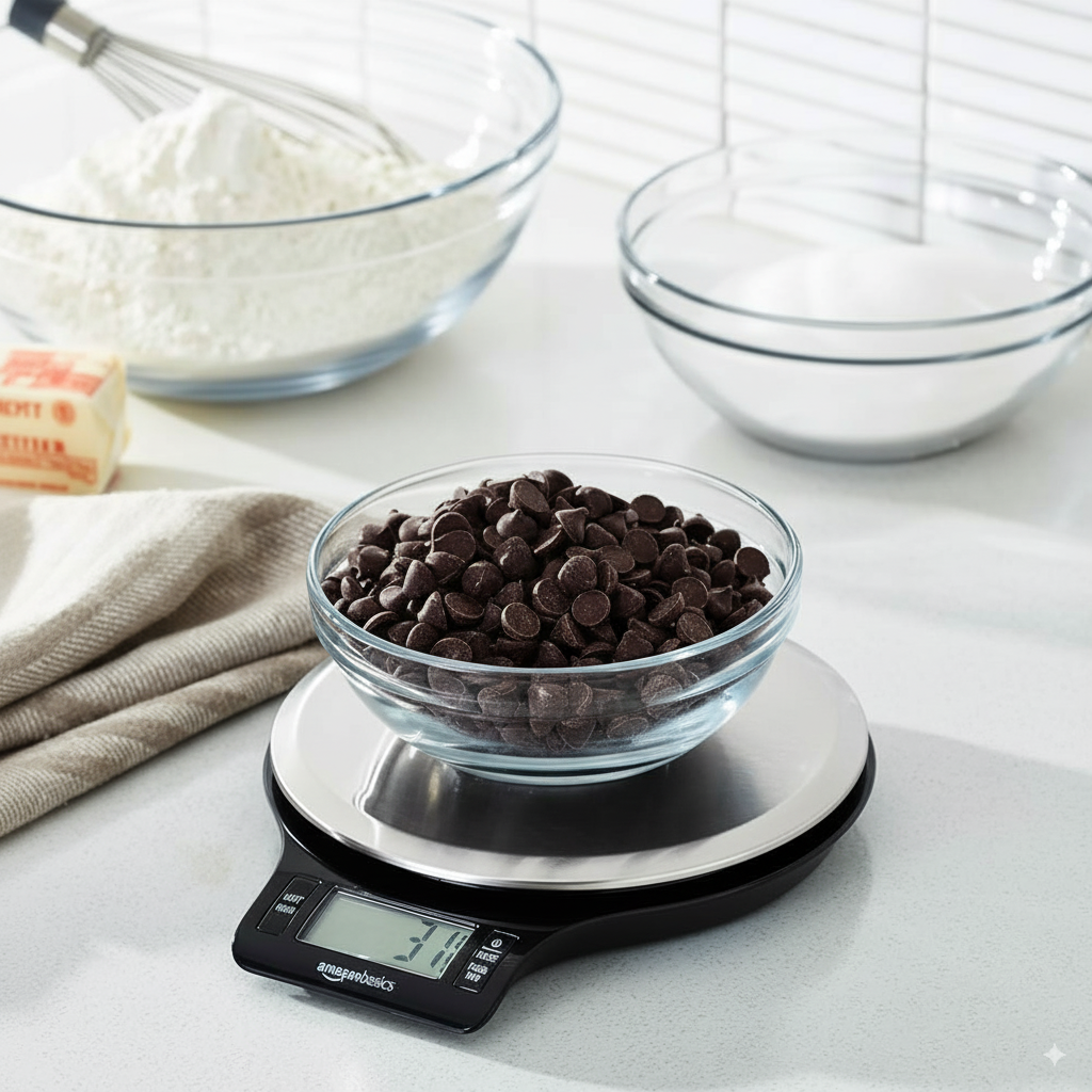 Digital Kitchen Scale with LCD Display, Batteries Included, Weighs up to 11 pounds, Black and Stainless Steel